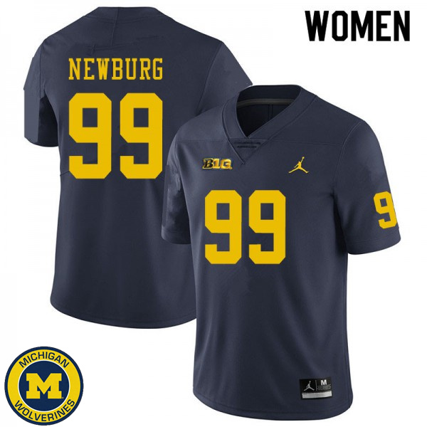 Womens Michigan Wolverines #99 Gabe Newburg Navy Official Game Jersey